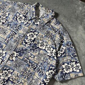 VTG 80s 90s Pineapple Floral Geometric Hawaiian Button Shirt Mens L‎
